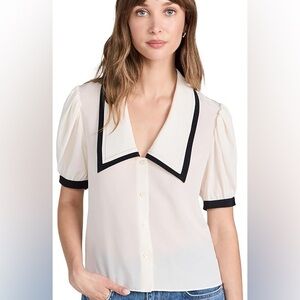FRAME Sailor Puff Sleeve Blouse (Silk)